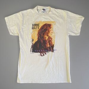 Vintage 1998 Bonnie Raitt Fundamental Tour Band T Shirt Tultex L Cream Off White
